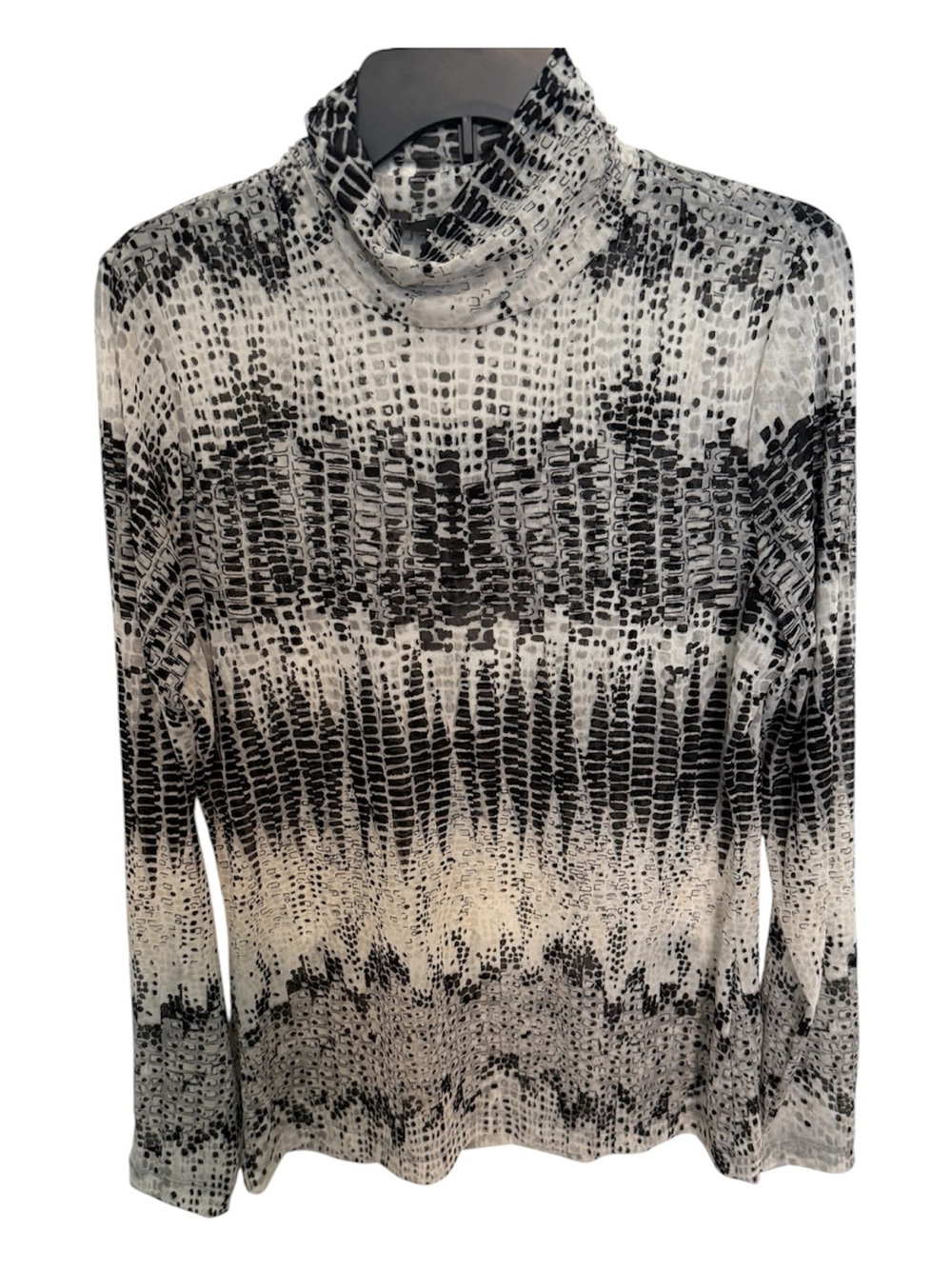 White House Black Market Black & White Sheer Turtleneck Top